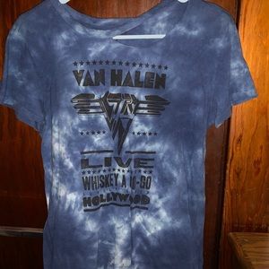 Blue tye-dye Van Halen top